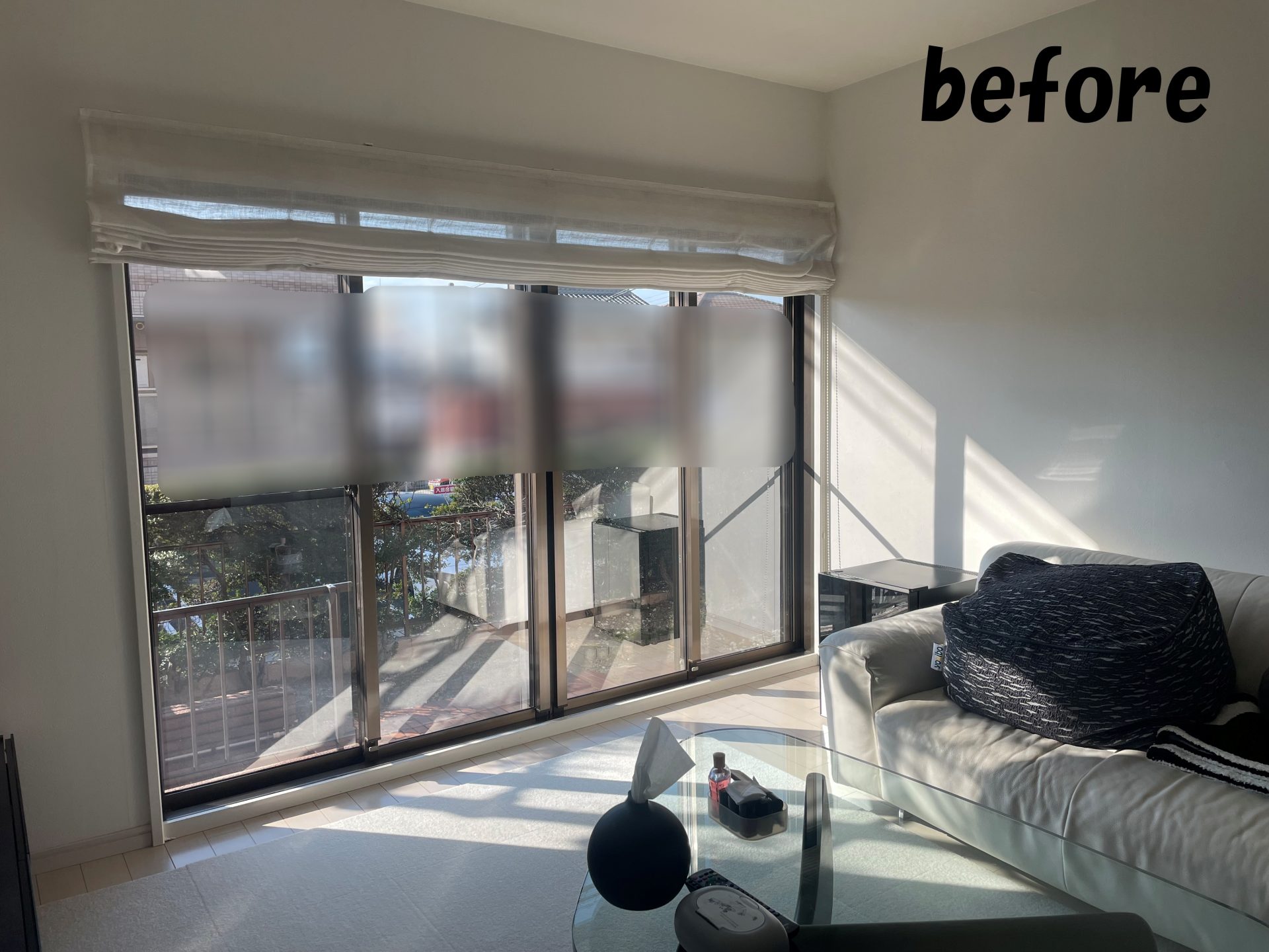 既存ビフォ レースシェードのリビング