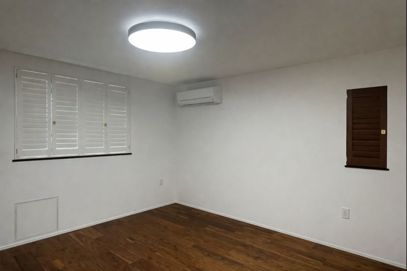 ウッドシャッター腰窓と小窓 施工事例